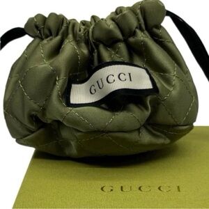 Gucci Green Fabric Drawstring Pouch